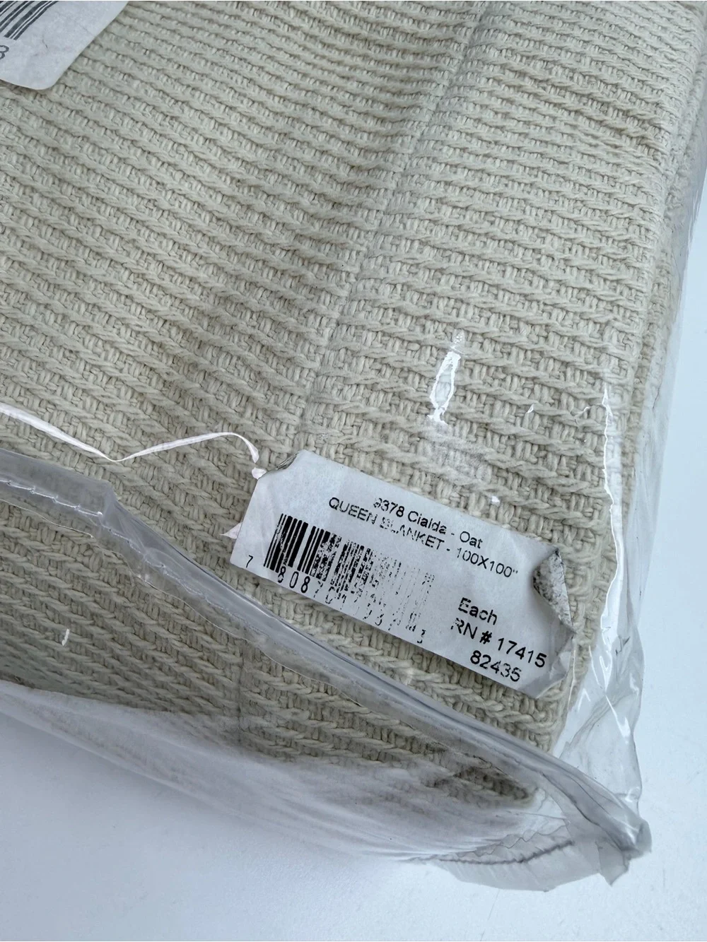 SFERRA Cialda 9378 Waffle Weave Cotton Blanket in Oat Full/Queen 100x100 NWT